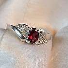 Raspberry Red Spinel & White Topaz Sterling Silver Ring
