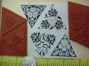 floral triangles art deco unmounted rubber stamp  