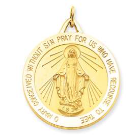   Gold 29mm Miraculous Blessed Virgin Mary Pendant Charm Medal  