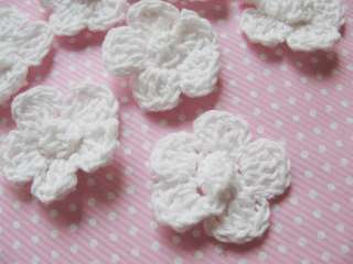 60 Crochet Daisy Flower Applique/White center White  