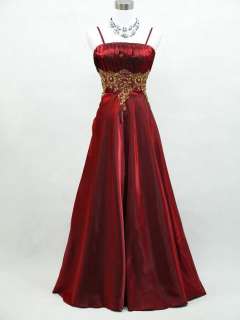 Cherlone Plus Size Satin Burgundy Prom Ball Gown Wedding/Evening Dress 