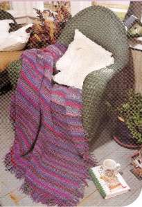 Striped Fringed Afghan Crochet Pattern  