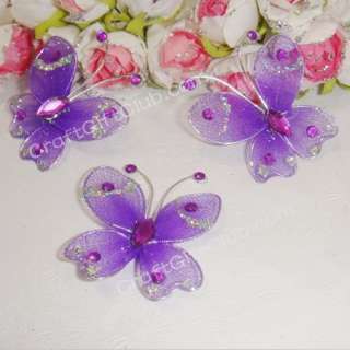 200 Purple Nylon Butterfly Scrapbooking 3.5cm Wholesale  