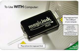 NEW MAGIC JACK PLUS (use with or without computer) 1 YEAR SERVICE Incl 
