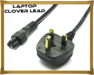 MAINS POWER CLOVER LEAD/CABLE UK 3 PIN PLUG FOR LAPTOP  