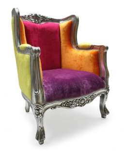 French Style Funky Colourful Designer Wing Chair Vivid Luxury Wedding 
