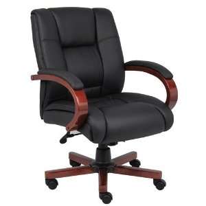  Boss Office Products Mid Back Executive Chair with Wood 