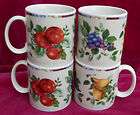 SAKURA SONOMA EXCELL COFFEE MUGS CUPS 4 FRUIT APPLE PEAR GRAPES PLUMS