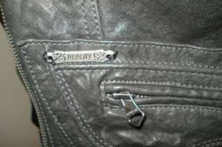 REPLAY WOMENS BLACK LEATHER JACKET RRP £390.00 BNWT  
