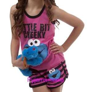 Girls Summer Pyjamas Pjs Cookie Monster Set Sze 8  