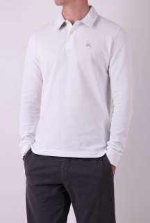White Long Sleeve Pique Polo by Burberry Brit Brit   White   Buy Tops 