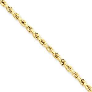   75mm, 14 Karat Yellow Gold, Diamond Cut Rope Chain   30 inch Jewelry
