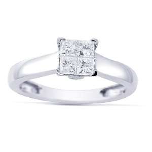 Womens 14k White Gold Engagement Ring (1/2 cttw I J Color, I1 I2 