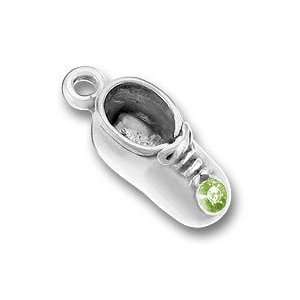  Sterling Silver Crystal Birthstone Baby Shoe Charm for 