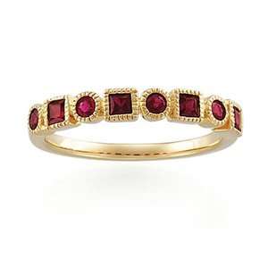   14K Yellow Gold Genuine Ruby Birthstone Ring Sea of Diamonds Jewelry