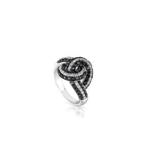   39 ct Ladies White & Black Diamond Ring in 14k White Gold Jewelry