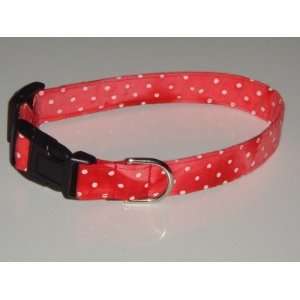  Red White Polka Dot Polkadots Dog Collar Medium 1 