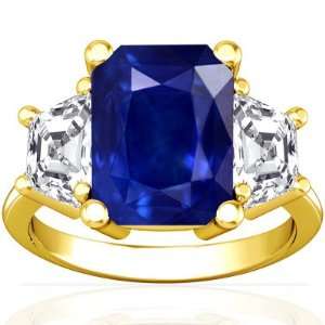  Emerald Cut Blue Sapphire Three Stone Ring (GIA Certificate) Jewelry