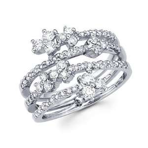 Size  9.5   14k White Gold Diamond Anniversary Right Hand Fashion Ring 