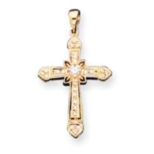  14k Gold Diamond Cross Pendant Jewelry