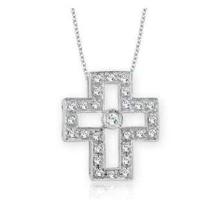  14k White Gold 1/4 Carat Diamond Cross Pendant Jewelry