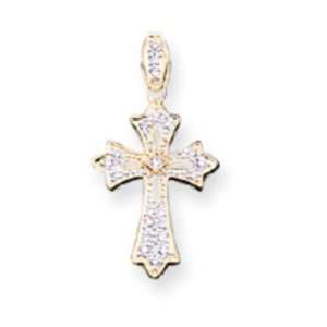  14k Gold Filigree Diamond Cross Pendant Jewelry
