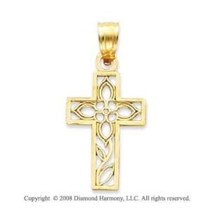    14k Yellow Gold Diamond cut Filigree Cross Pendant Jewelry