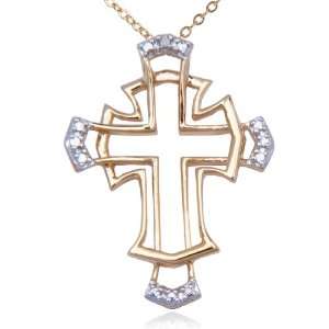   Sterling Silver Diamond Interlocking Cross Pendant, 18 Jewelry