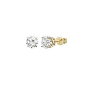  Certified 14k Yellow Gold Round Diamond Stud Earrings (1/4 