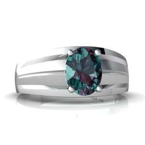   White Gold Oval Created Alexandrite Mens Mens Ring Size 7 Jewelry