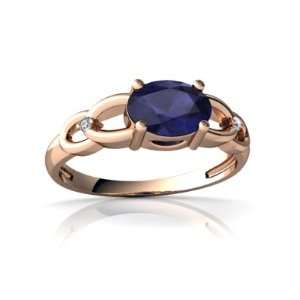  14k Rose Gold Oval Genuine Sapphire Ring Size 5.5 Jewelry