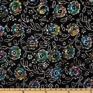  44 Wide Indian Batik Floral Vine Black Fabric By The 