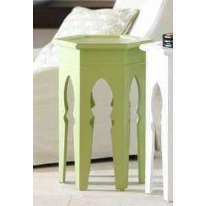  Wooden End Table Hexagonal Top Lime Green Finish