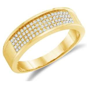 Size 4   10K Yellow Gold Diamond Four Rows MENS Wedding Band Ring   w 