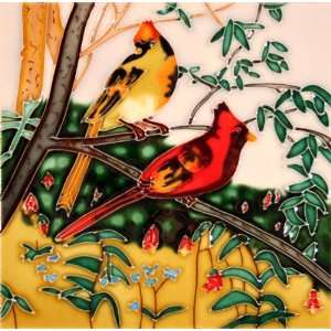  Decorative Ceramic Art Tile   8 x 8   Red and Yellow 