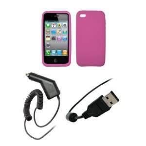  Apple iPhone 4   Premium Hot Pink Soft Silicone Gel Skin Cover Case 