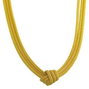   Yellow Gold over Sterling Silver 3 strand Mesh Knot Necklace (18 Inch