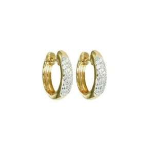 14k Yellow Gold Oval Pave Diamond Hoop Earrings (1/4 cttw, I J Color 