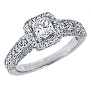  14K White Gold Princess Brilliant Cut Diamond Engagement 
