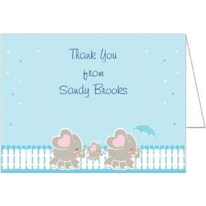  Elephant Family   Boy Baby Shower Thank You Cards   Set of 