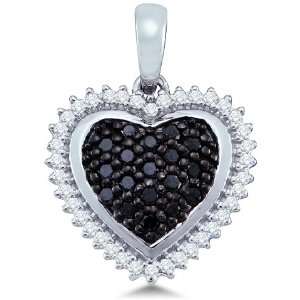   and White Diamond Round Cut Heart Shape Love Puff Pendant (1/3 cttw
