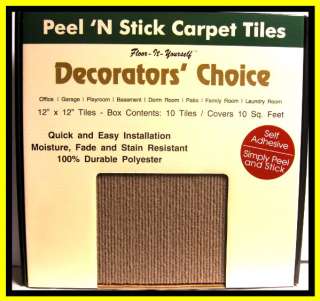 Lot of 120 Peel and Stick Beige Carpet Tiles 12 X 12  