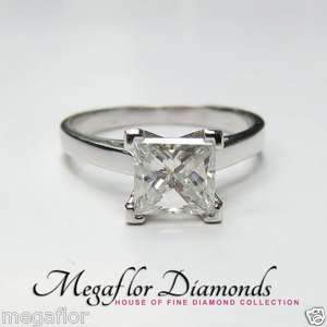   Princess Cut Diamond Engagement Solitaire Ring 14k White Gold  