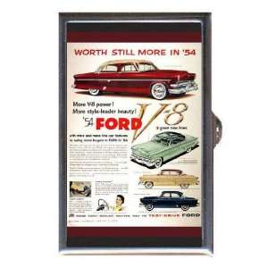  Ford 1954 Vintage Color Car Ad Coin, Mint or Pill Box Made 