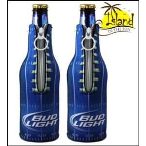  (2) Bud Light Football Beer Bottle Koozies Cooler Sports 