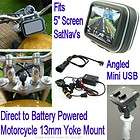   Motorcycle 13mm Yoke Mount & Angled Mini USB Hardwire Battery Cable