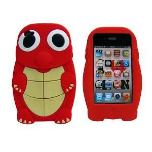  Turtle Designs Silicone Case for Apple iPhone 4 4S Red 