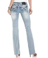 NEW Miss Me Jeans, Bootcut Studded Flap Pocket, Light Blue Wash