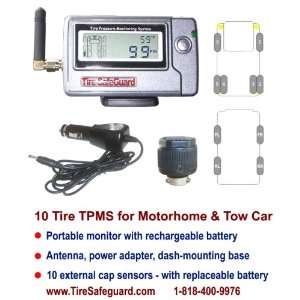  10 Tire RV Cap Sensor Tire Pressure Monitoring System 