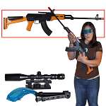 Warrior AK47 200 FPS Spring Airsoft Sniper Rifle w/Goggles, Bipod 